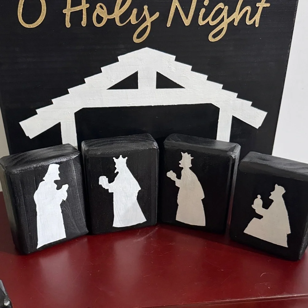 Wooden Block Silhouette Nativity Scene Decorations 13 pieces - Picture 2 of 13